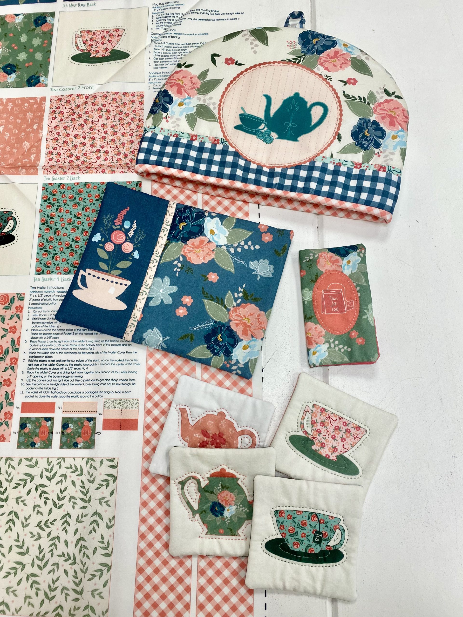 ‘Afternoon Tea’ - Teacosy, mug rug, coasters and tea wallet PANEL - Image 2
