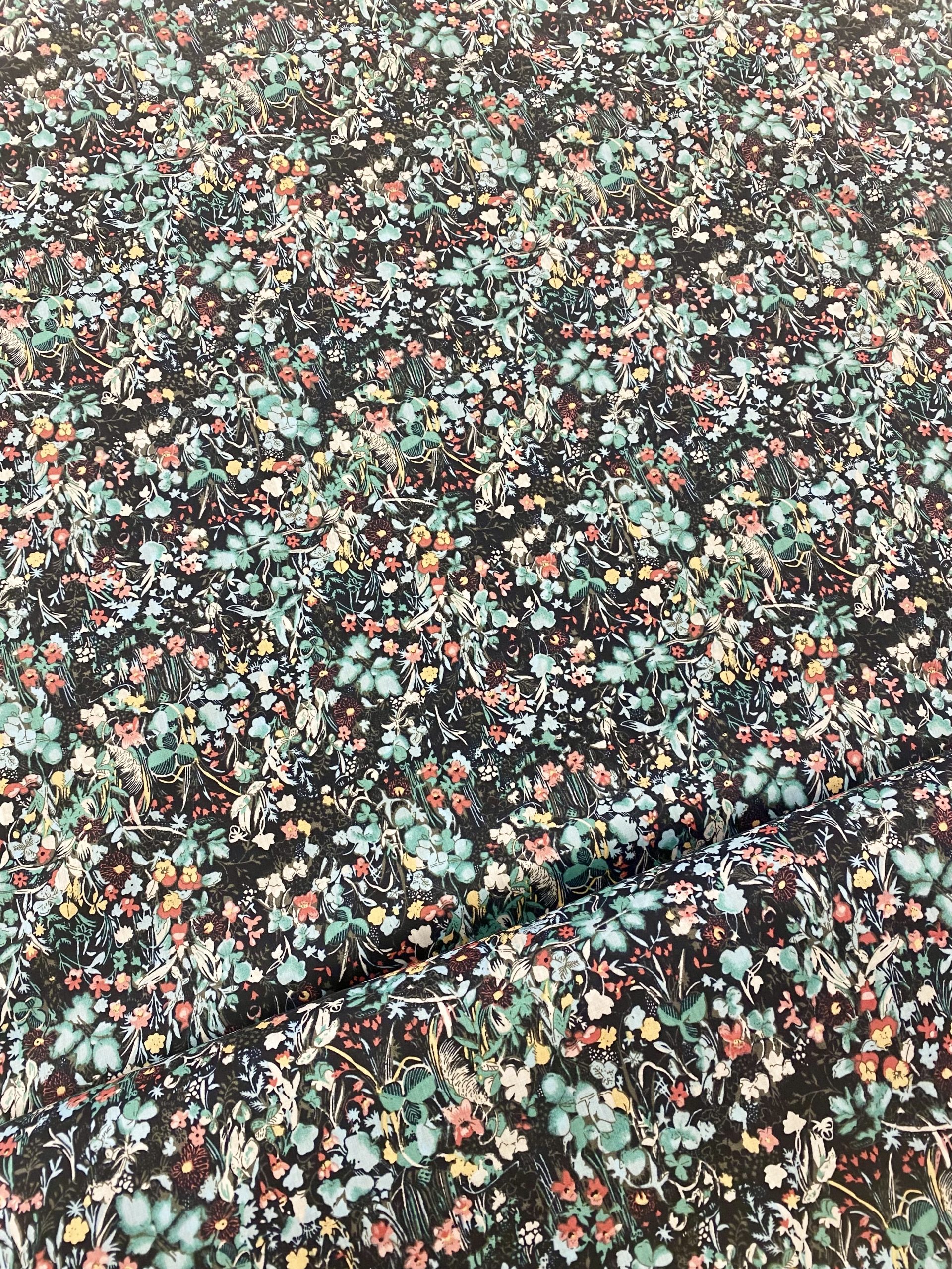 Cotton Lawn - Navy, Turquoise - Image 2