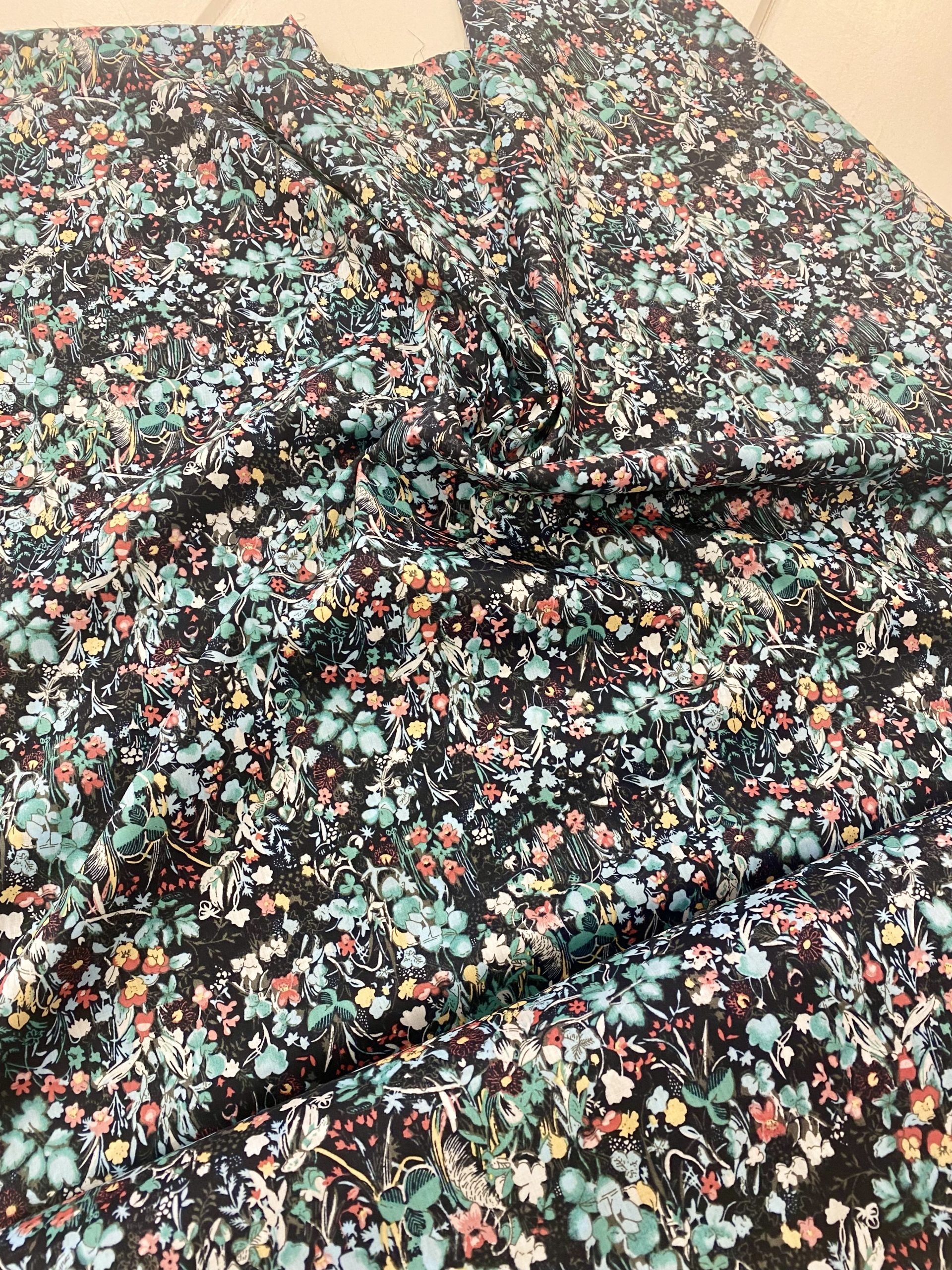 Cotton Lawn - Navy, Turquoise - Image 3