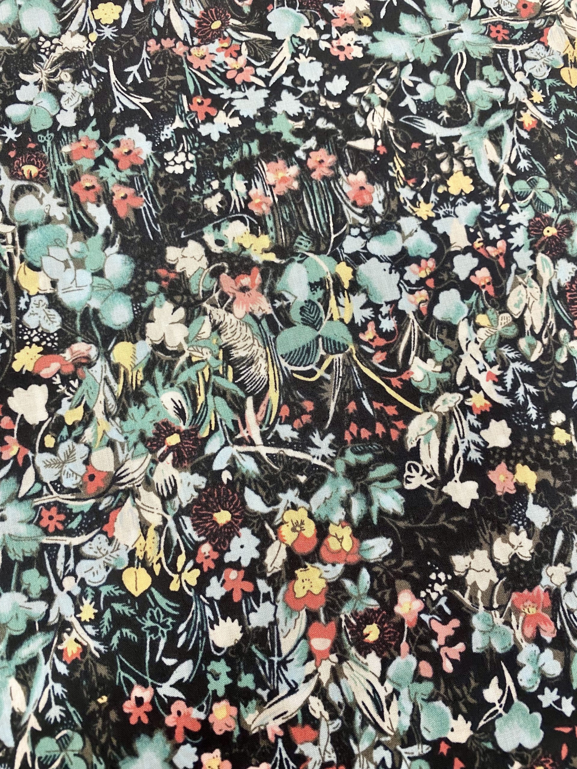 Cotton Lawn - Navy, Turquoise