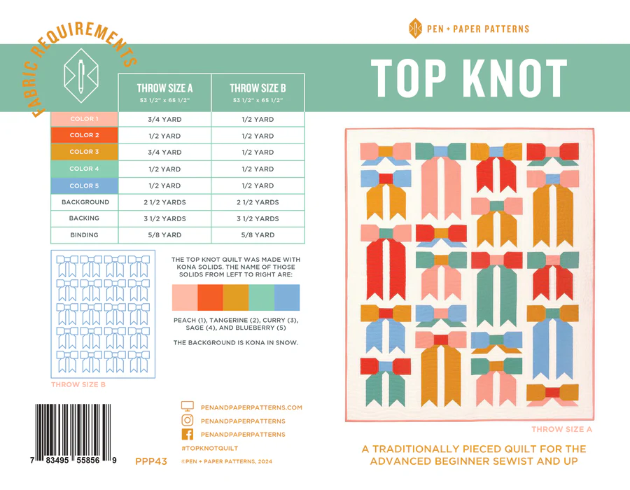 ‘Top Knot’ - Quilt Pattern by Pen + Paper Patterns