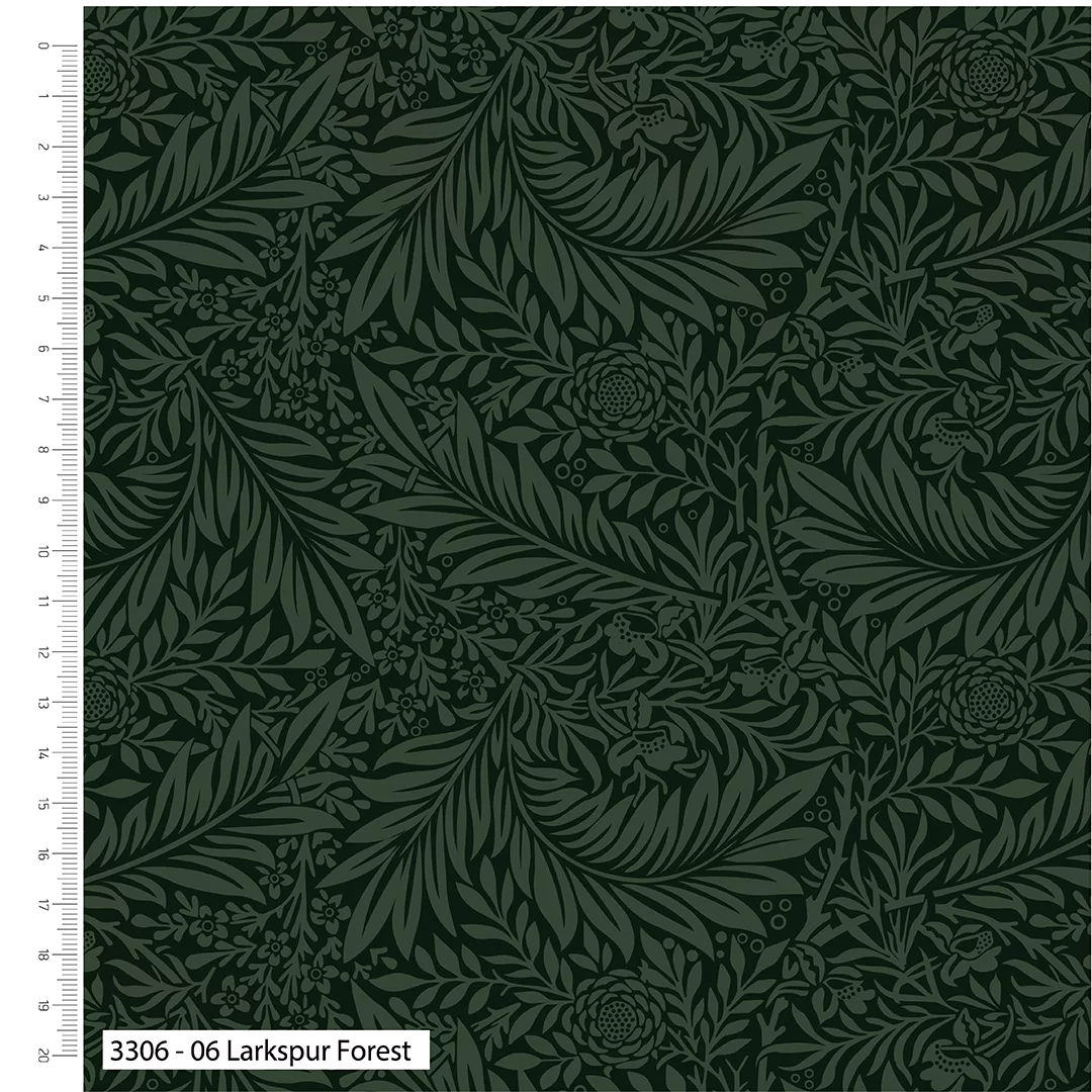 108” Extra Wide Quilt Backing - William Morris ‘Larkspur’ Forest