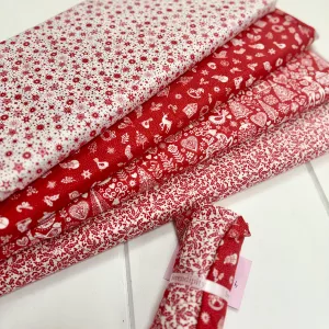 ‘Scandi’ - 4 Fat Quarter Bundle - Red