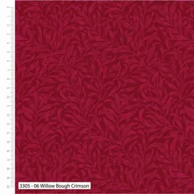 108” Extra Wide Quilt Backing - William Morris ‘Willow Bough’ - Crimson - Image 2