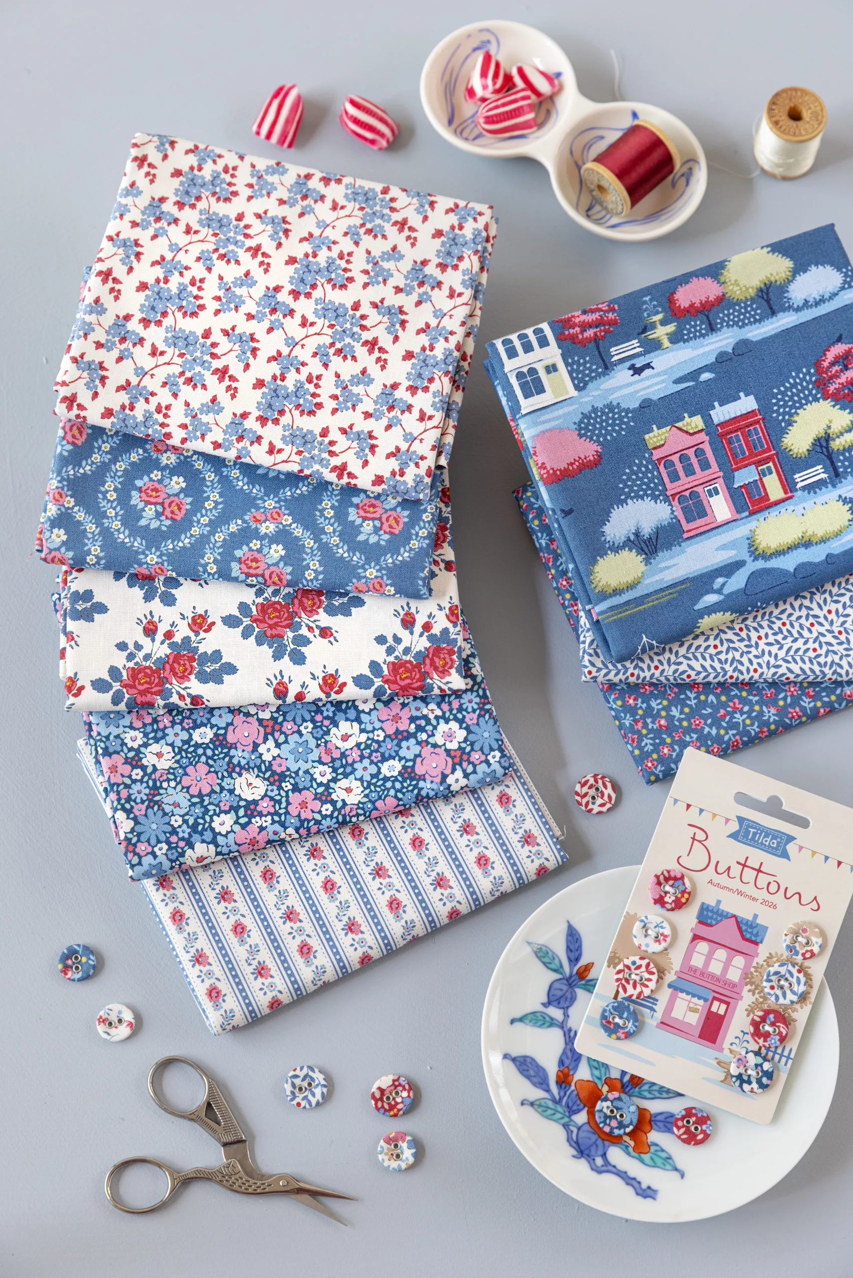 Tilda ‘Village Life’ - 8 Fat Quarter Bundle - Blue
